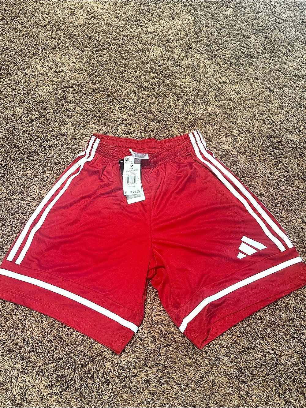 adidas SQUA25 SHO M Athletic Shorts in Red & White Size Small NWT